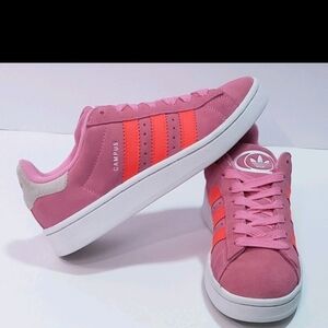 Adidas Women's Campus Pink and Orange Sneakers